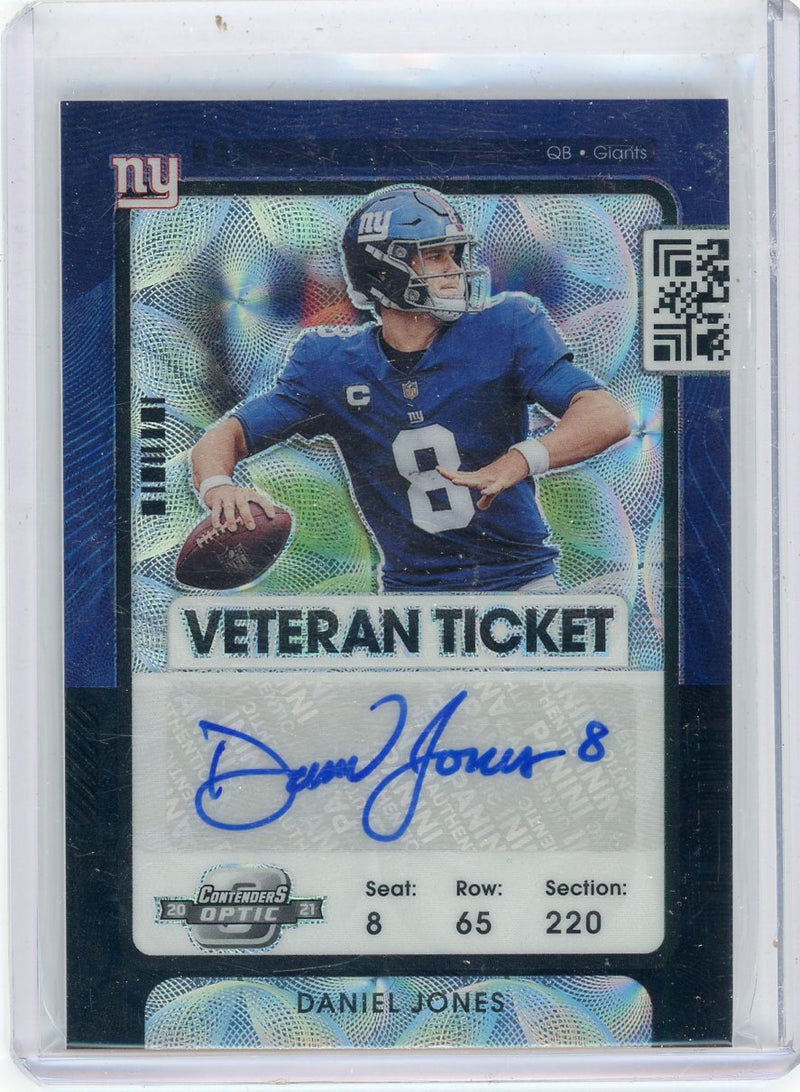 Daniel Jones 2021 Panini Contenders Optic Veteran Ticket Black Scope Autograph 