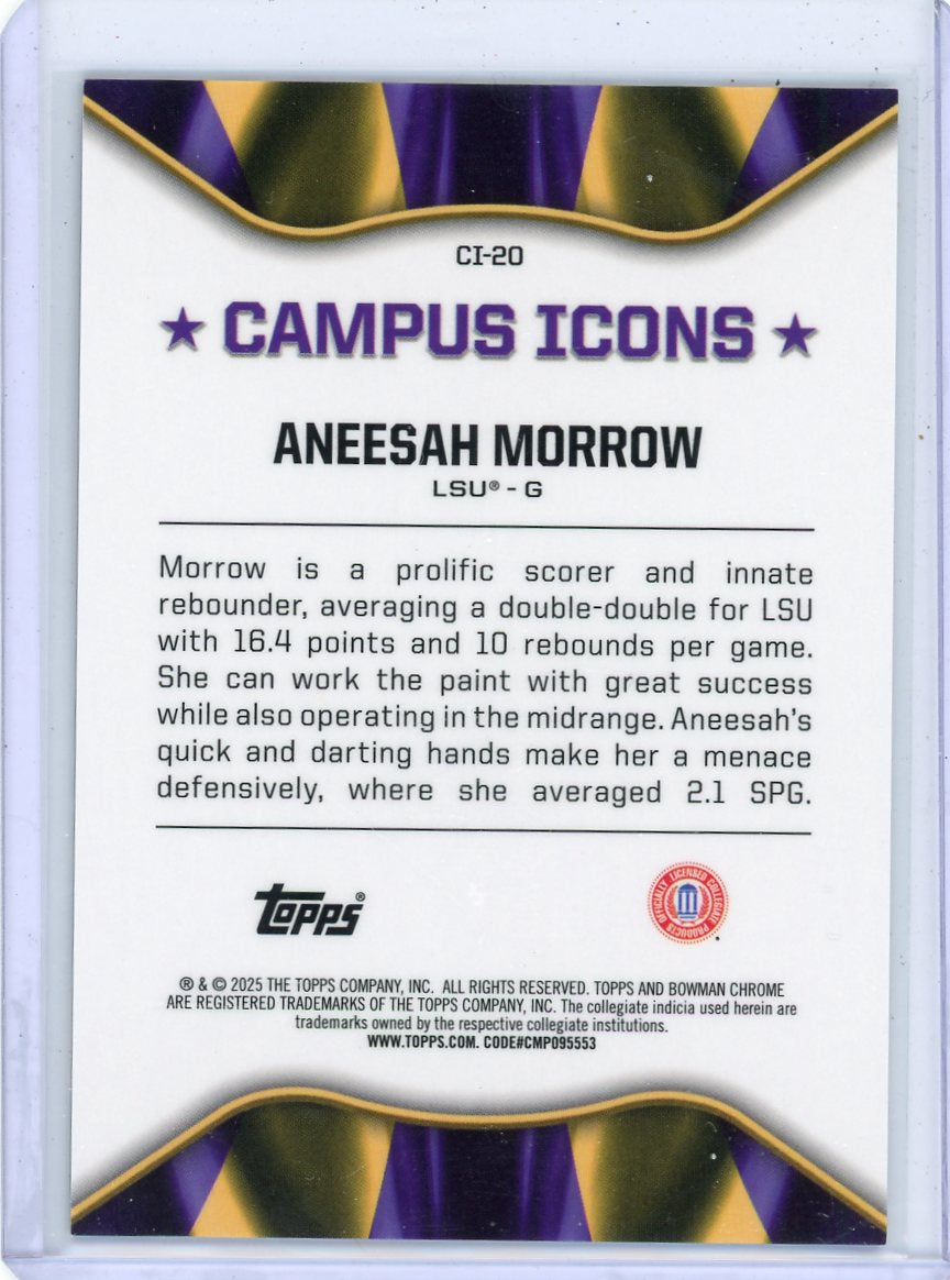 Aneesha Morrow 2025 Bowman Chrome University Campus Icons Black/White Stealth ref. #'d 40/48