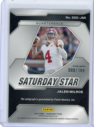 Jalen Milroe 2024 Panini Prizm Draft Picks Saturday Star Signatures Red #'d 089/199