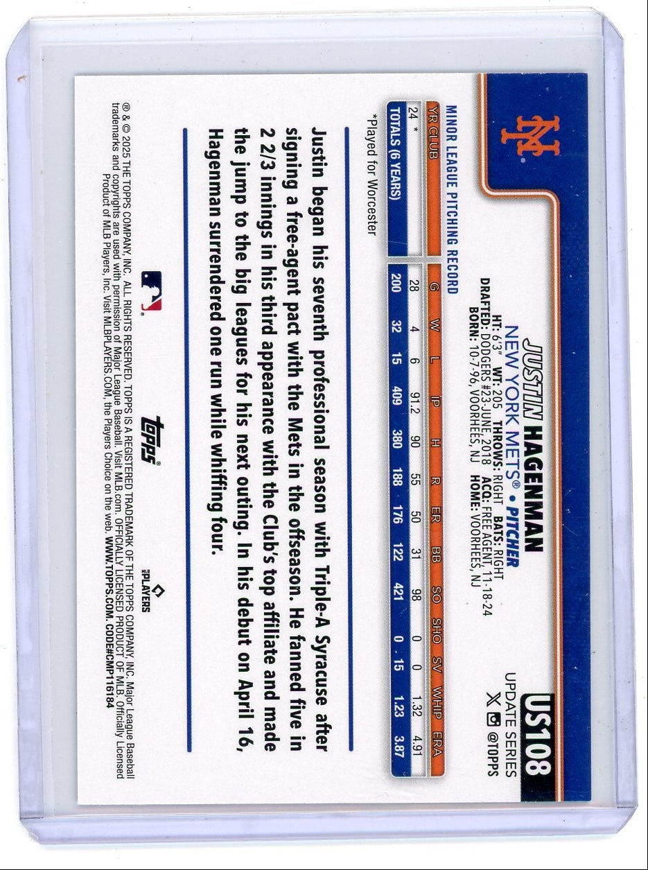 Justin Hagenman 2025 Topps Update True Photo Variation SSP #US108 RC