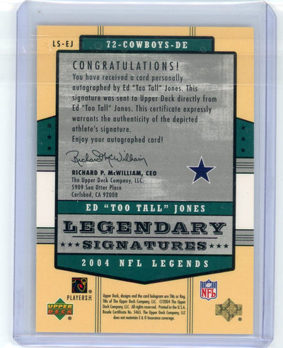 Ed "Too Tall" Jones 2004 Upper Deck Legendary Signatures autograph