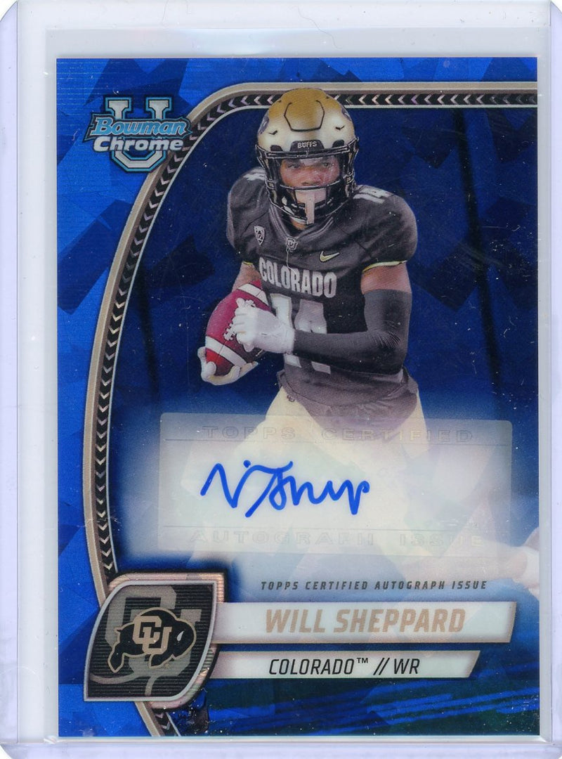 Will Sheppard 2024 Bowman Chrome University Sapphire 1st Bowman Autograph