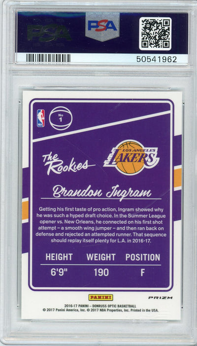 Brandon Ingram 2016 Panini Donruss Optic The Rookies holo prizm rookie card PSA 9