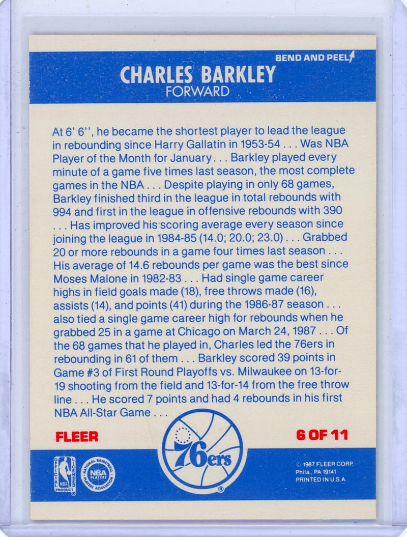 Charles Barkley 1987 Fleer All-star Sticker 