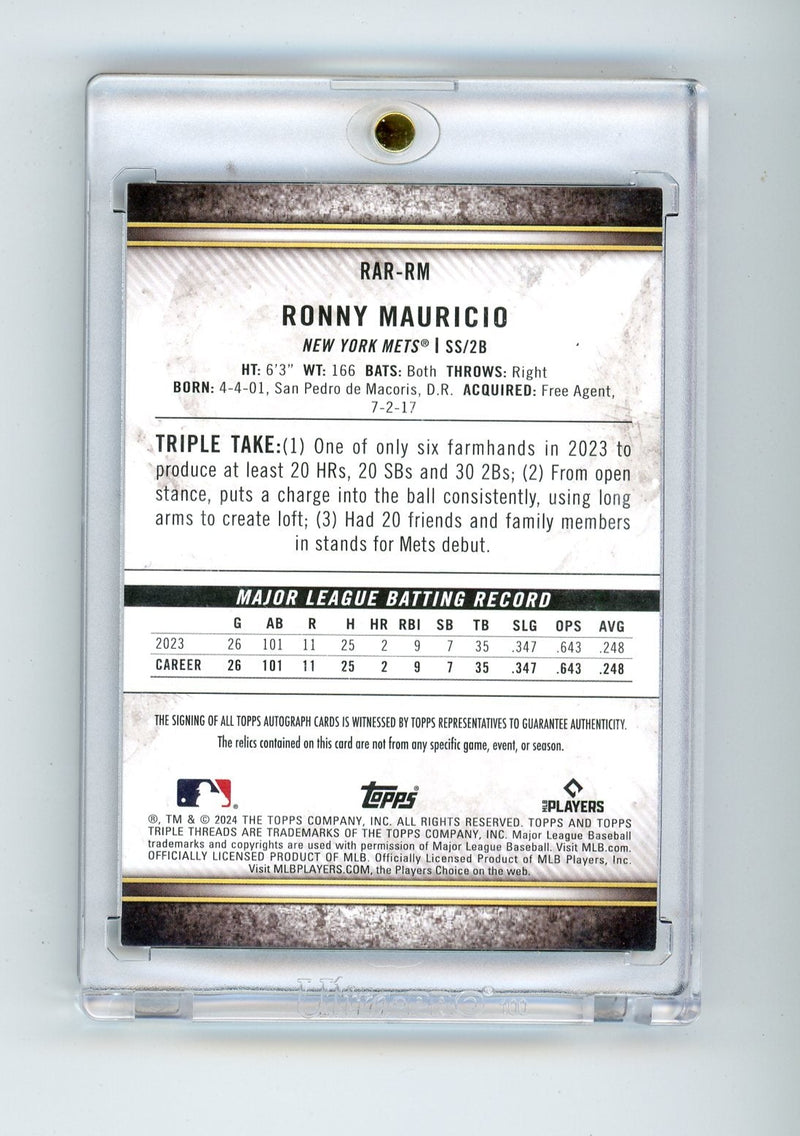 Ronny Mauricio 2024 Topps Triple Threads autograph game-used relic rookie card 