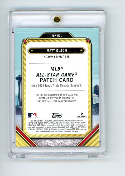 Matt Olson 2024 Topps Triple Threads All-Star Game Patch Card relic #'d 3/9