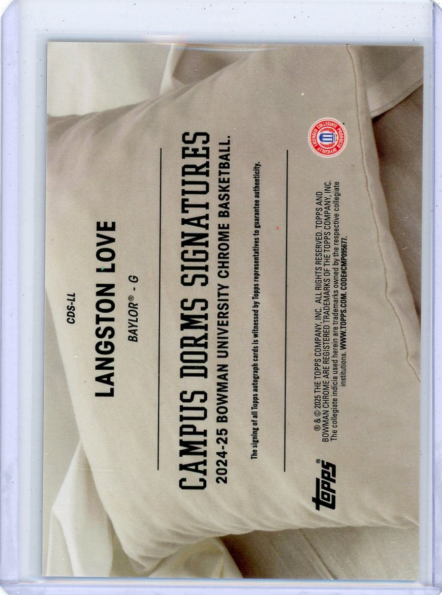 Langston Love 2025 Bowman Chrome University Campus Dorms Signatures