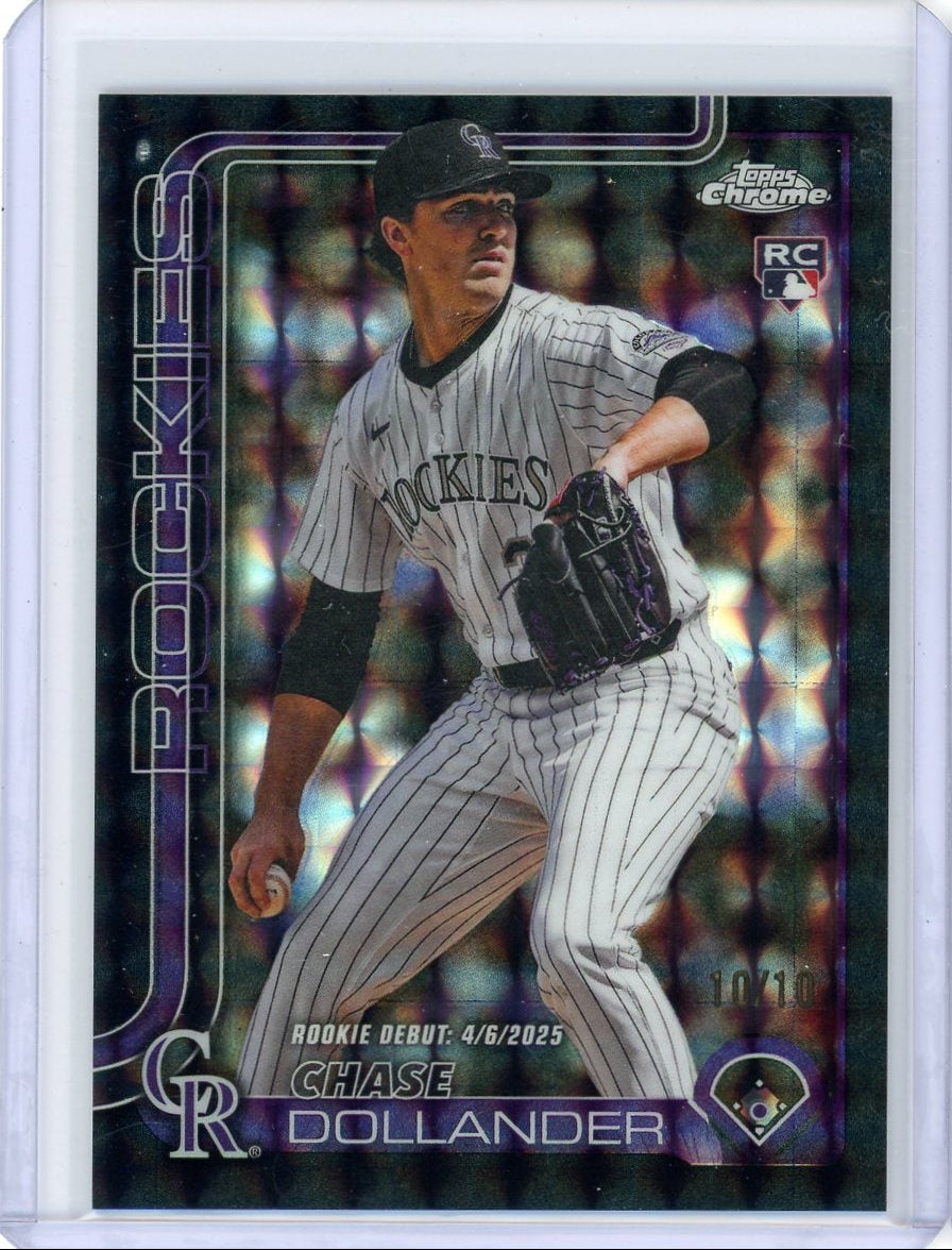 Chase Dollander 2025 Topps Chrome Update black geometric ref. rookie card #'d 10/10