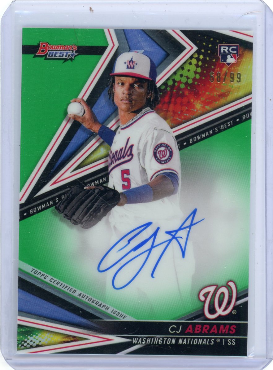 CJ Abrams 2022 Bowman's Best autograph green refractor rookie card #'d 68/99
