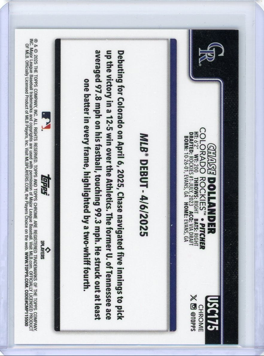 Chase Dollander 2025 Topps Chrome Update black geometric ref. rookie card #'d 10/10