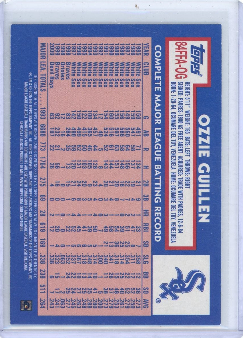 Ozzie Guillen 2025 Topps Archives '84 autograph