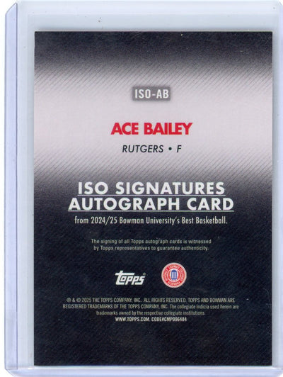 Ace Bailey 2025 Bowman's Best University Iso Signatures Gold Autograph #'d 47/50