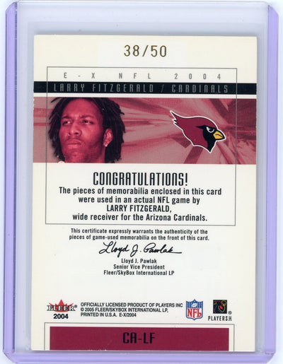 Larry Fitzgerald 2005 Fleer EX Clearly Authentics auth. game-used double relic #'d 38/50