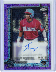 Javier Sanoja 2025 Topps Chrome Update purple mini diamond ref. autograph rookie card #'d 240/299