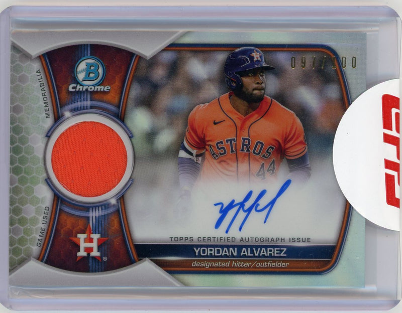 Yordan Alvarez 2023 Bowman Chrome autograph game-used jersey relic 