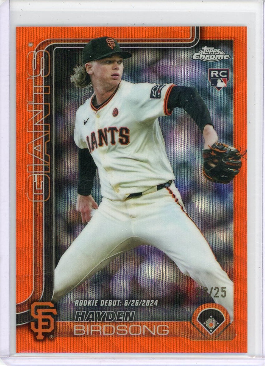 Hayden Birdsong 2025 Topps Chrome Update orange wave ref. autograph rookie card #'d 22/25