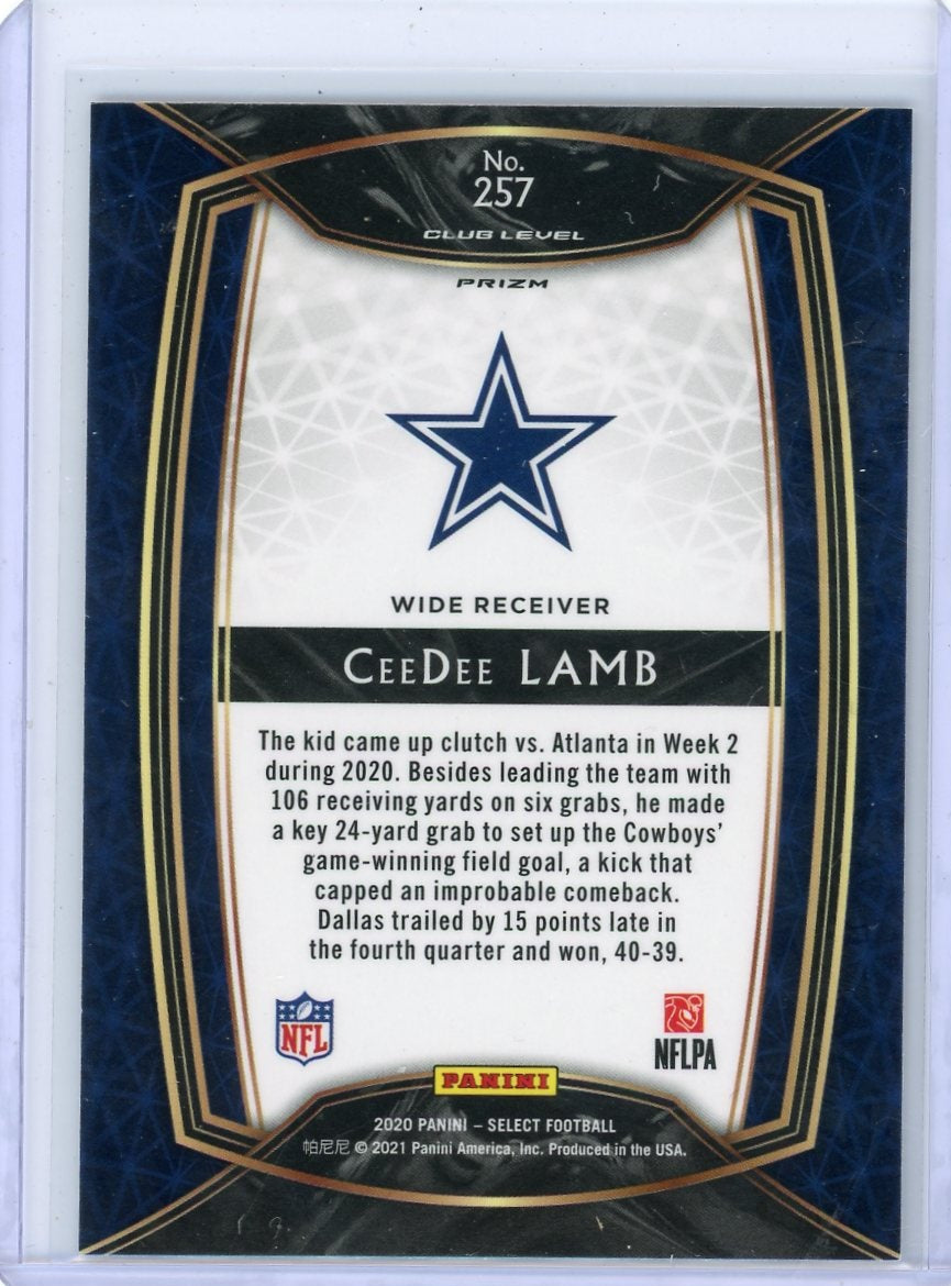 Ceedee Lamb 2020 Panini Select Club Level Silver Prizm Rookie