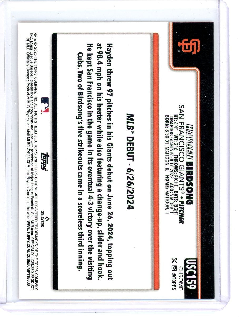 Hayden Birdsong 2025 Topps Chrome Update orange wave ref. autograph rookie card #'d 22/25