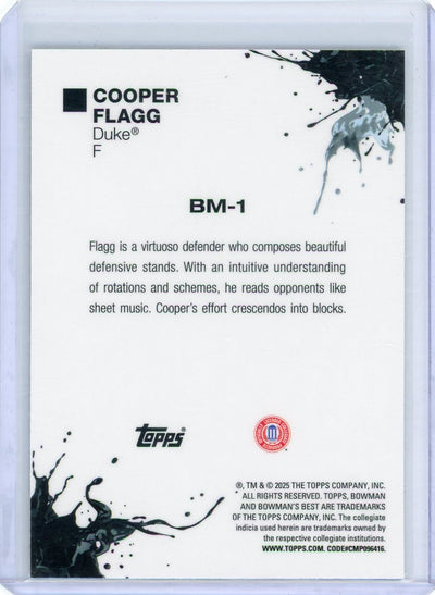 Cooper Flagg 2025 Bowman's Best University Bowman Masterpieces Green Mini Diamond #'d 87/99