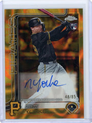 Nick Yorke 2025 Topps Chrome Update gold/orange lava lamp ref. autograph rookie card #'d 48/85