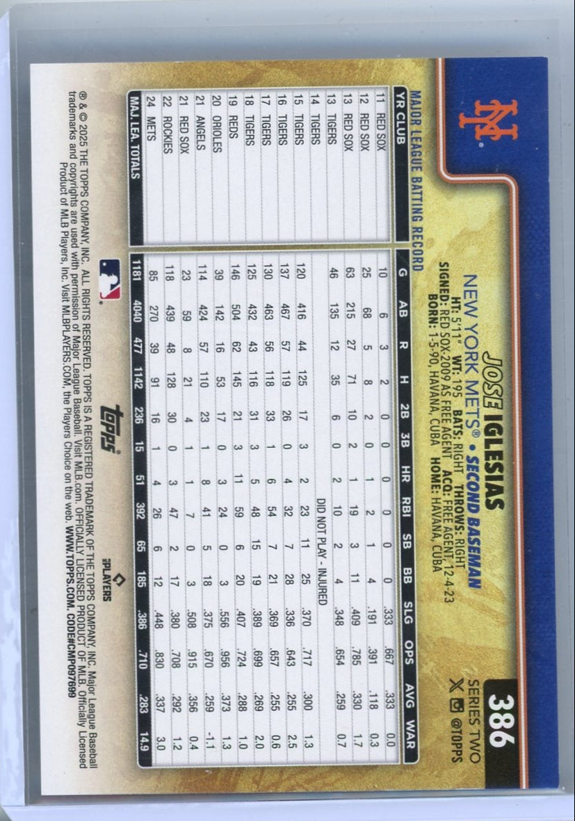 Jose Iglesias 2025 Topps Golden Mirror SSP #386