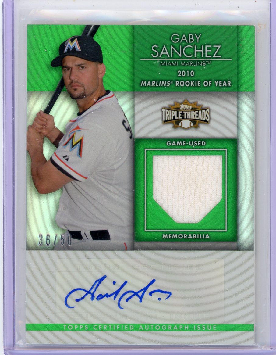 Gaby Sanchez 2012 Topps Triple Threads Unity relic autograph rookie card #'d 36/50