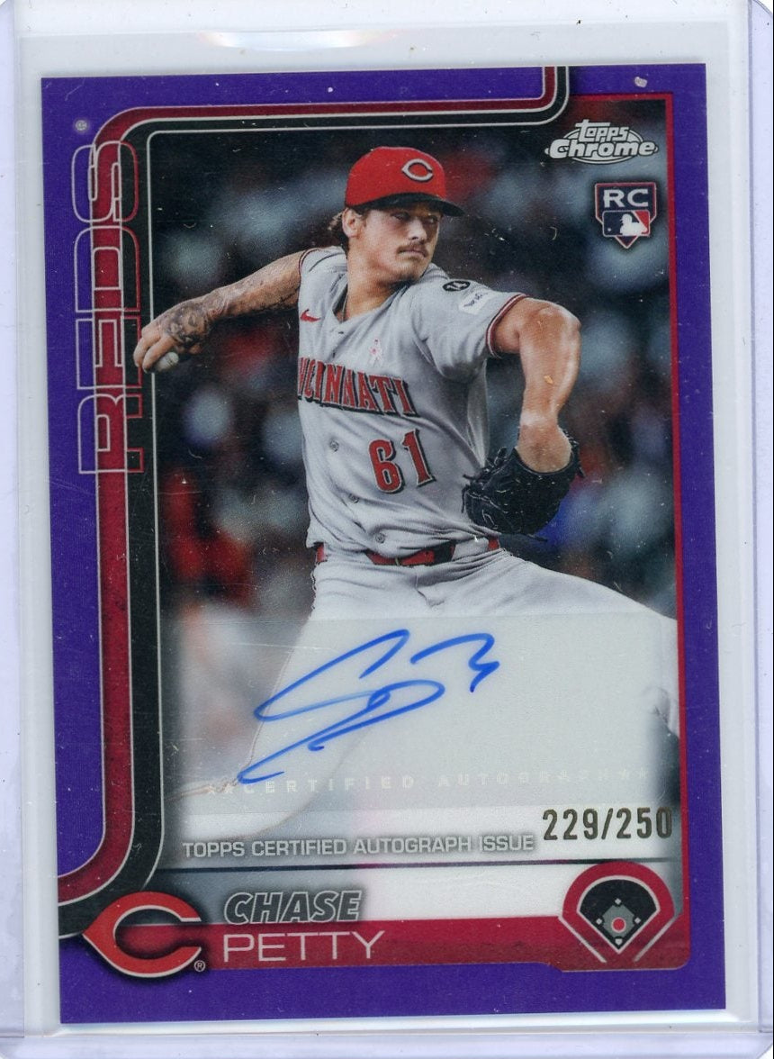 Chase Petty 2025 Topps Chrome Update purple ref. autograph rookie card #'d 229/250