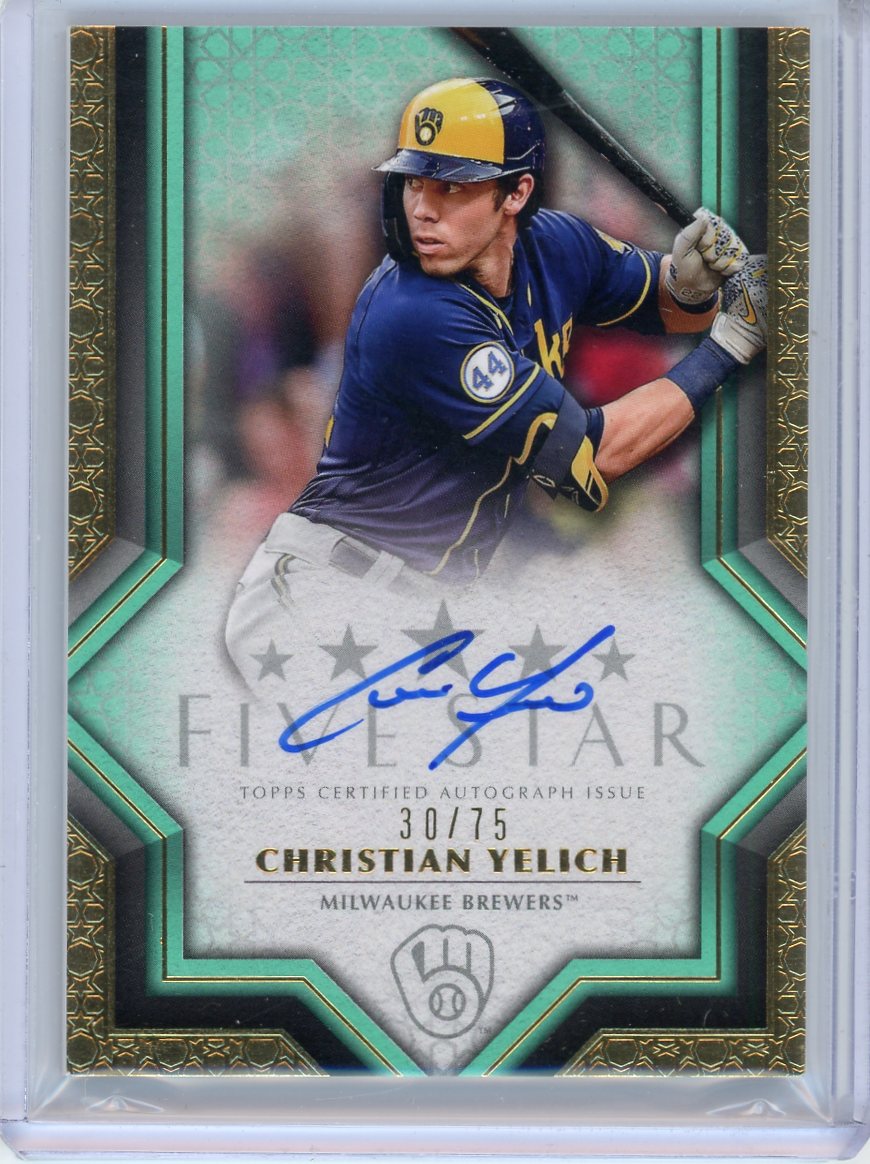 Christian Yelich 2023 Topps Five Star autograph aqua #'d 30/75