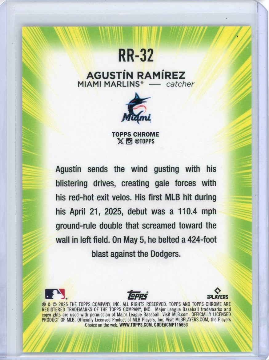 Agustin Ramirez 2025 Topps Chrome Update Radiating Rookies SP rookie card