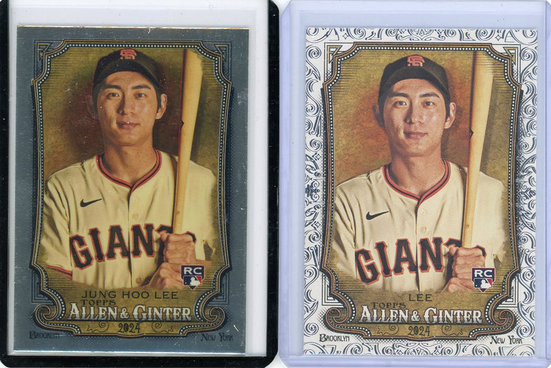 Jung Hoo Lee 2024 Topps Allen & Ginter Foil Filagree + Chrome rookie card (2-card lot)