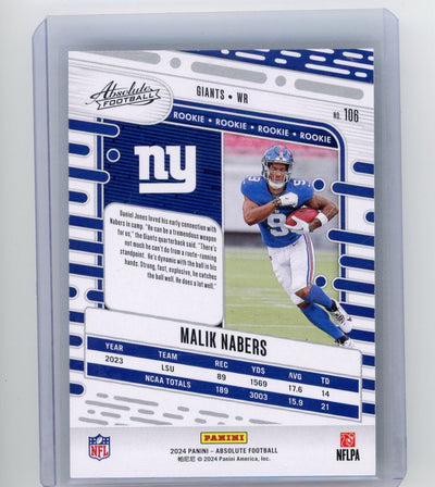 Malik Nabers 2024 Panini Absolute Blue Kaleidoscope rookie card