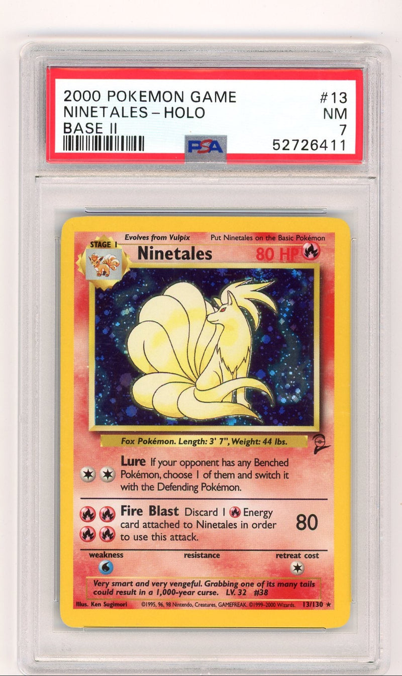 Ninetales 2000 Pokemon Base Set II rare holo 13/130 PSA 7