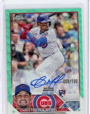 Christopher Morel 2023 Topps Chrome autograph aqua wave ref. rookie card #'d 068/199