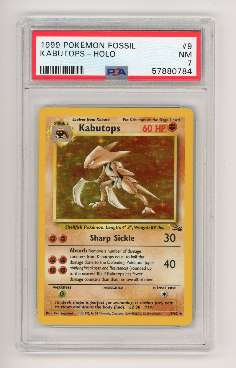 Kabutops 1999 Pokemon Fossil rare holo 9/62 PSA 7