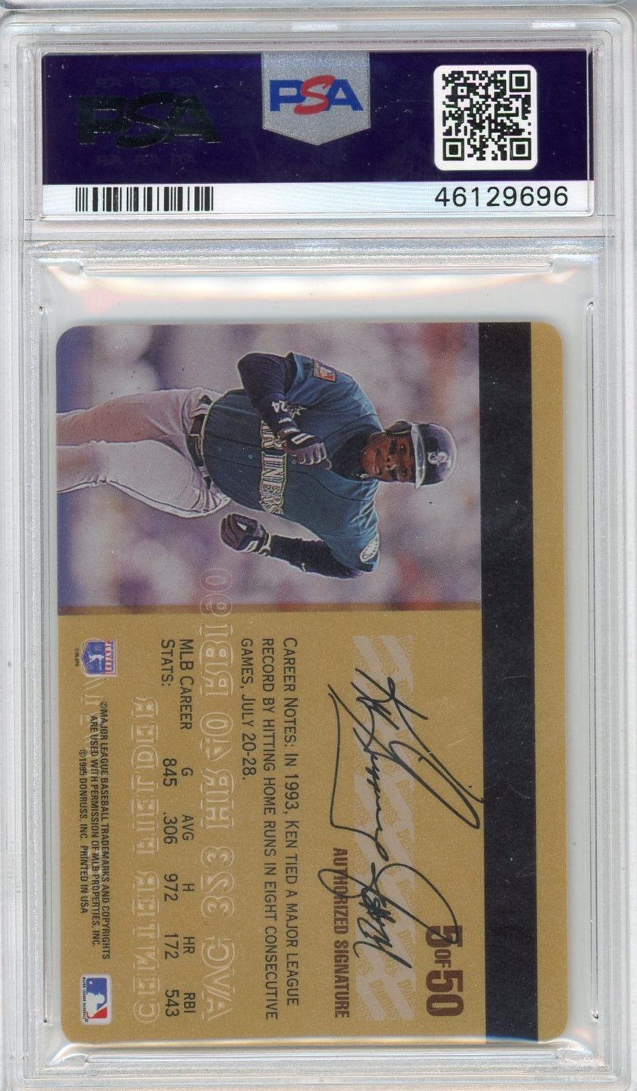 Ken Griffey Jr. 1995 Studio Gold #5 PSA 10