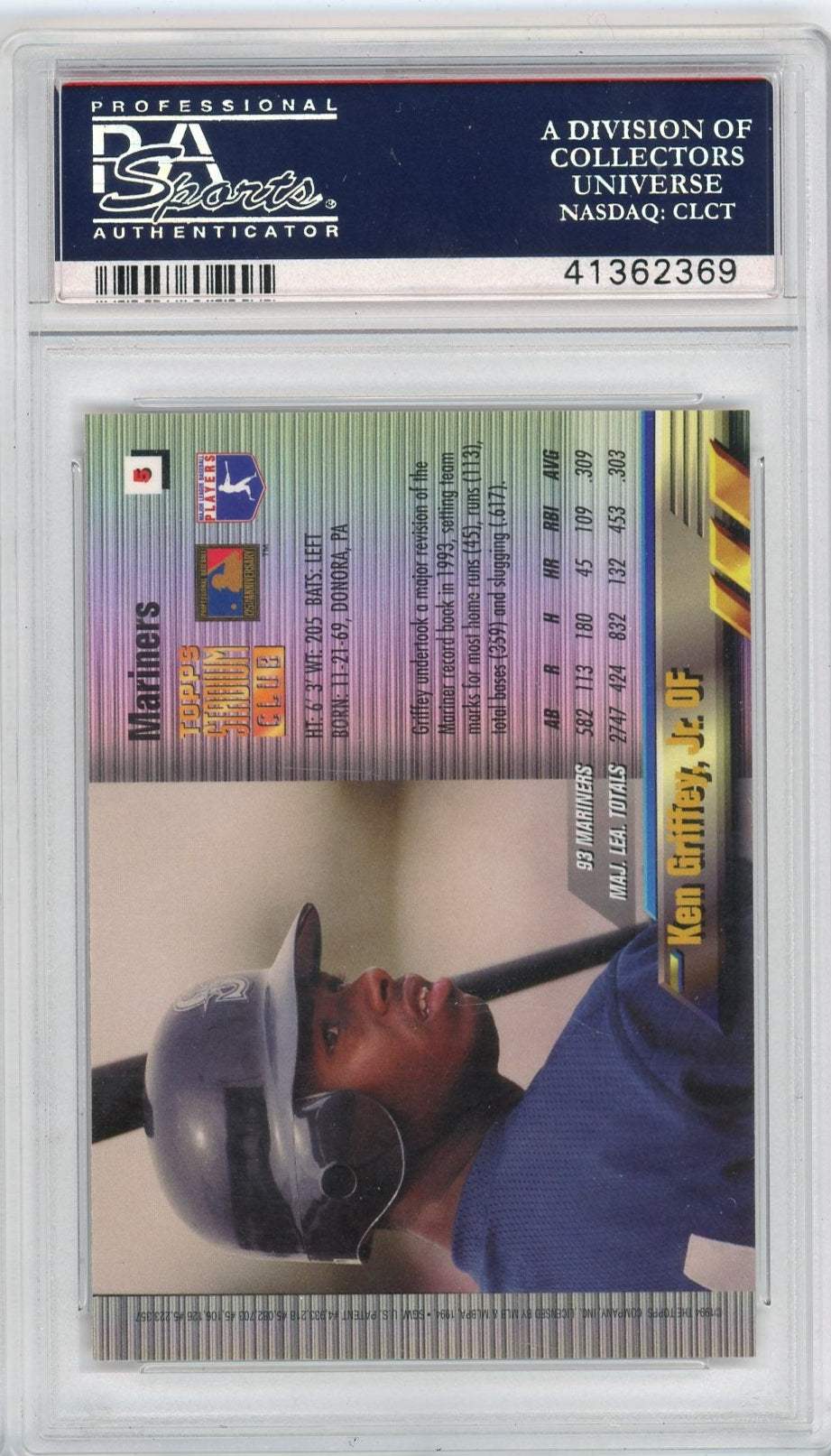 Ken Griffey Jr. 1994 Stadium Club Finest #5 PSA 10