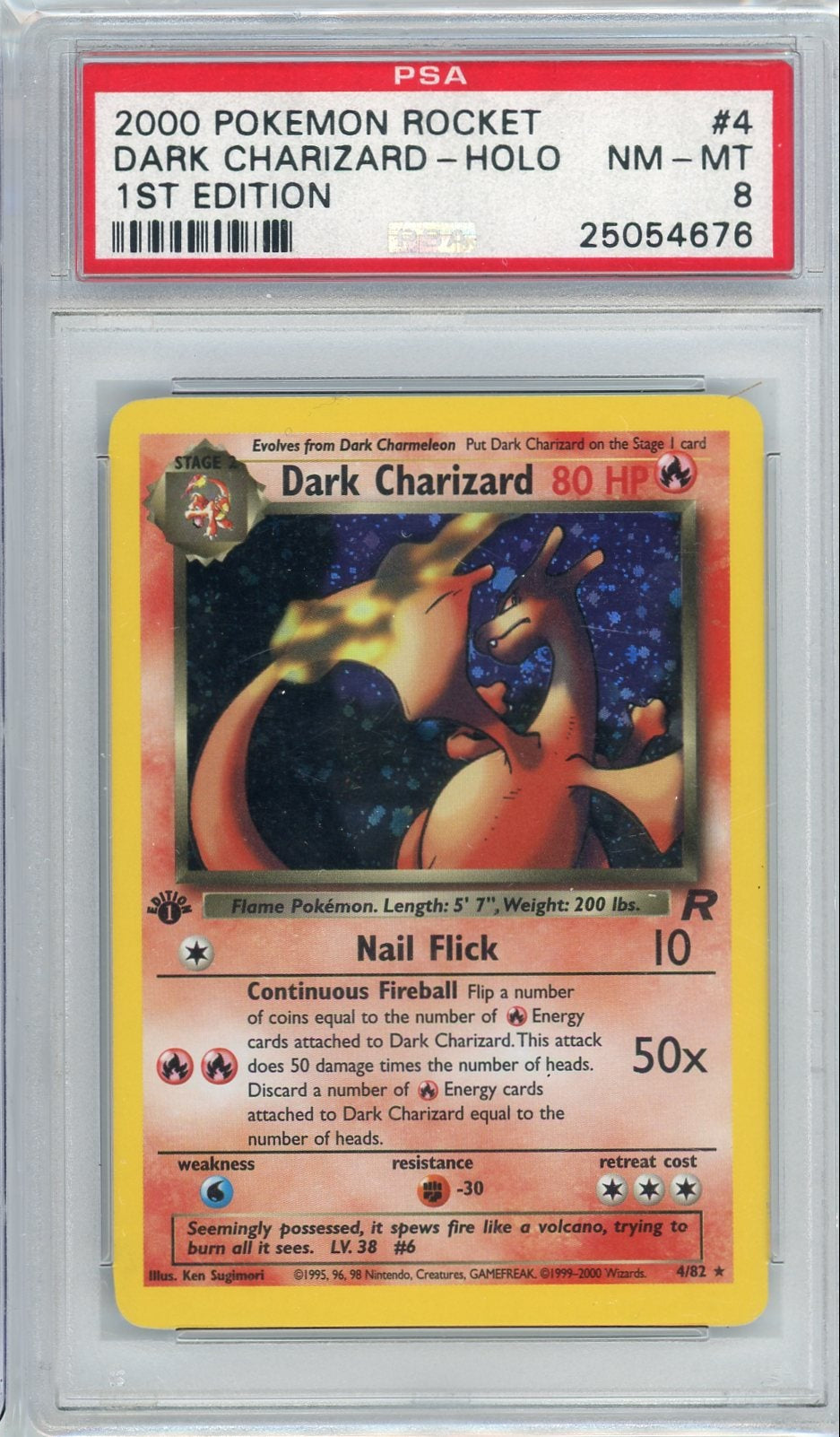 Dark Charizard 2000 Pokémon Rocket 1st Edition Holo PSA 8
