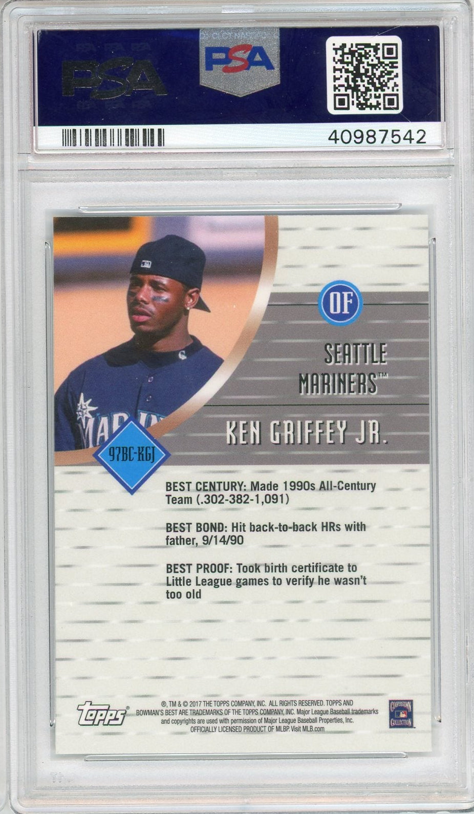 Ken Griffey Jr. 2017 Bowman's Best 1997 Best Cuts PSA 10