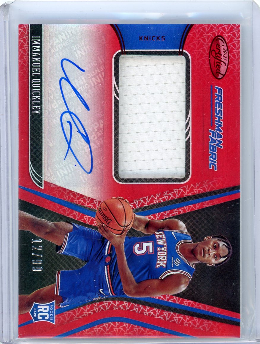 Immanuel Quickley 2020-21 Panini Certified Freshman Fabrics RPA #'d 12/99