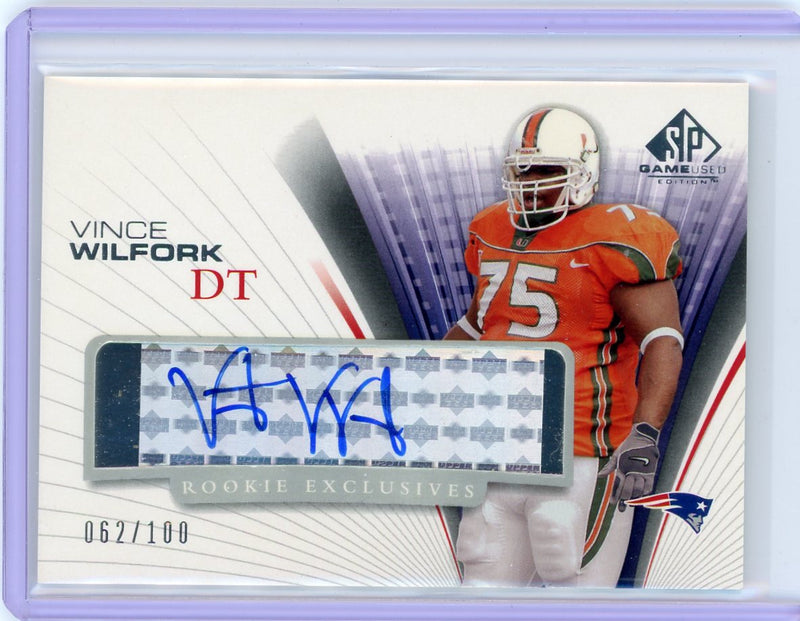 Vince Wilfork 2004 Upper Deck SP Game Used Rookie Exclusives autograph RC 