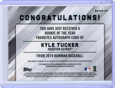 Kyle Tucker 2019 Bowman Chrome ROTY Favorite autograph rookie card #'d 106/150