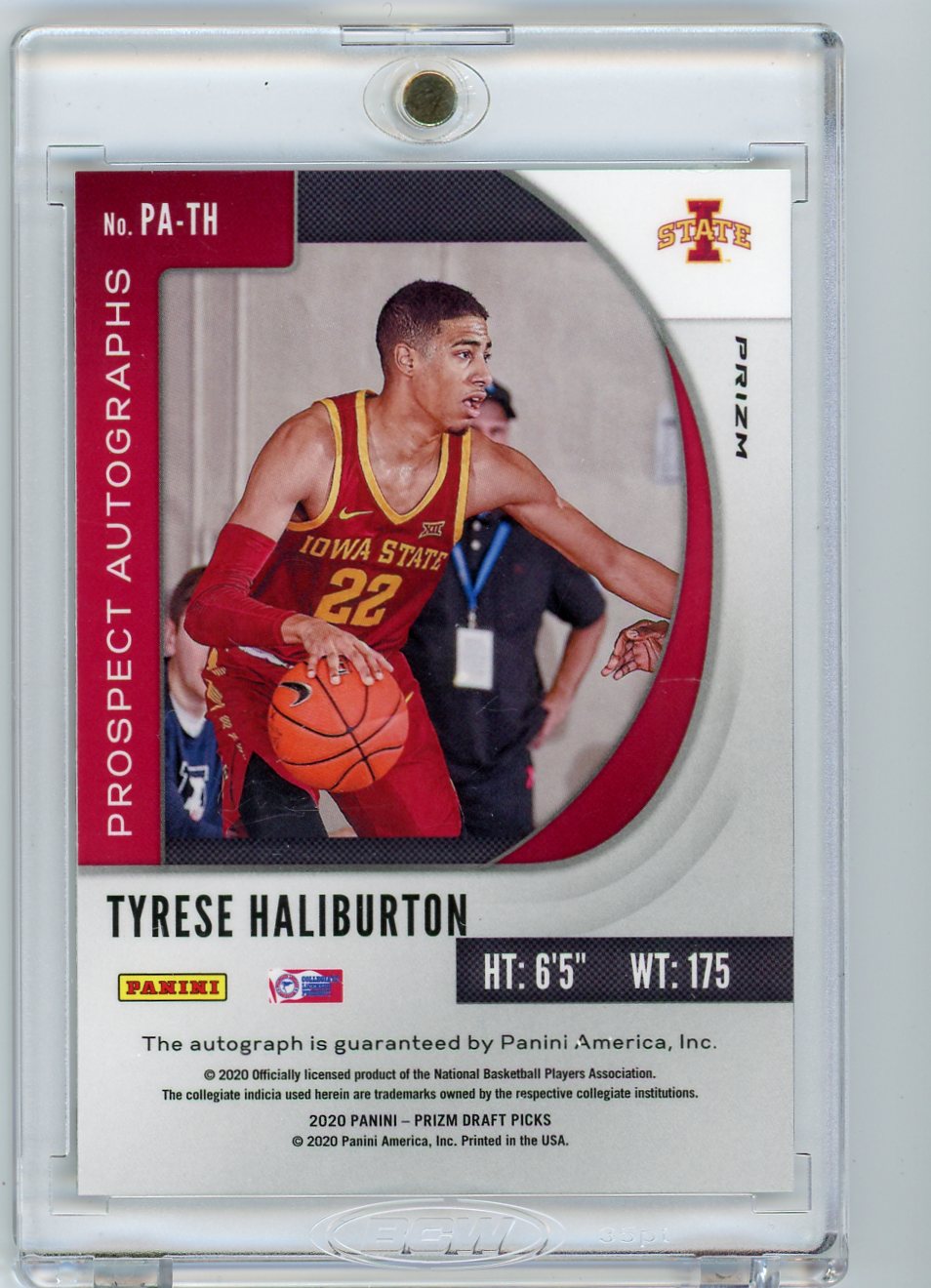 Tyrese Haliburton 2020-21 Panini Prizm Draft Picks autograph hyper prizm rookie card