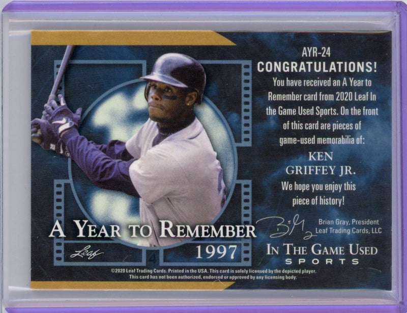 Ken Griffey Jr. 2020 Leaf In The Game Used Quad Patch 