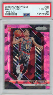 Trae Young 2018 Panini Prizm pink ice prizm rookie card PSA 10