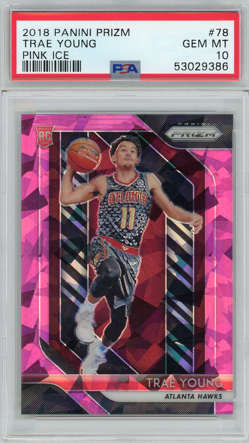 Trae Young 2018 Panini Prizm pink ice prizm rookie card PSA 10