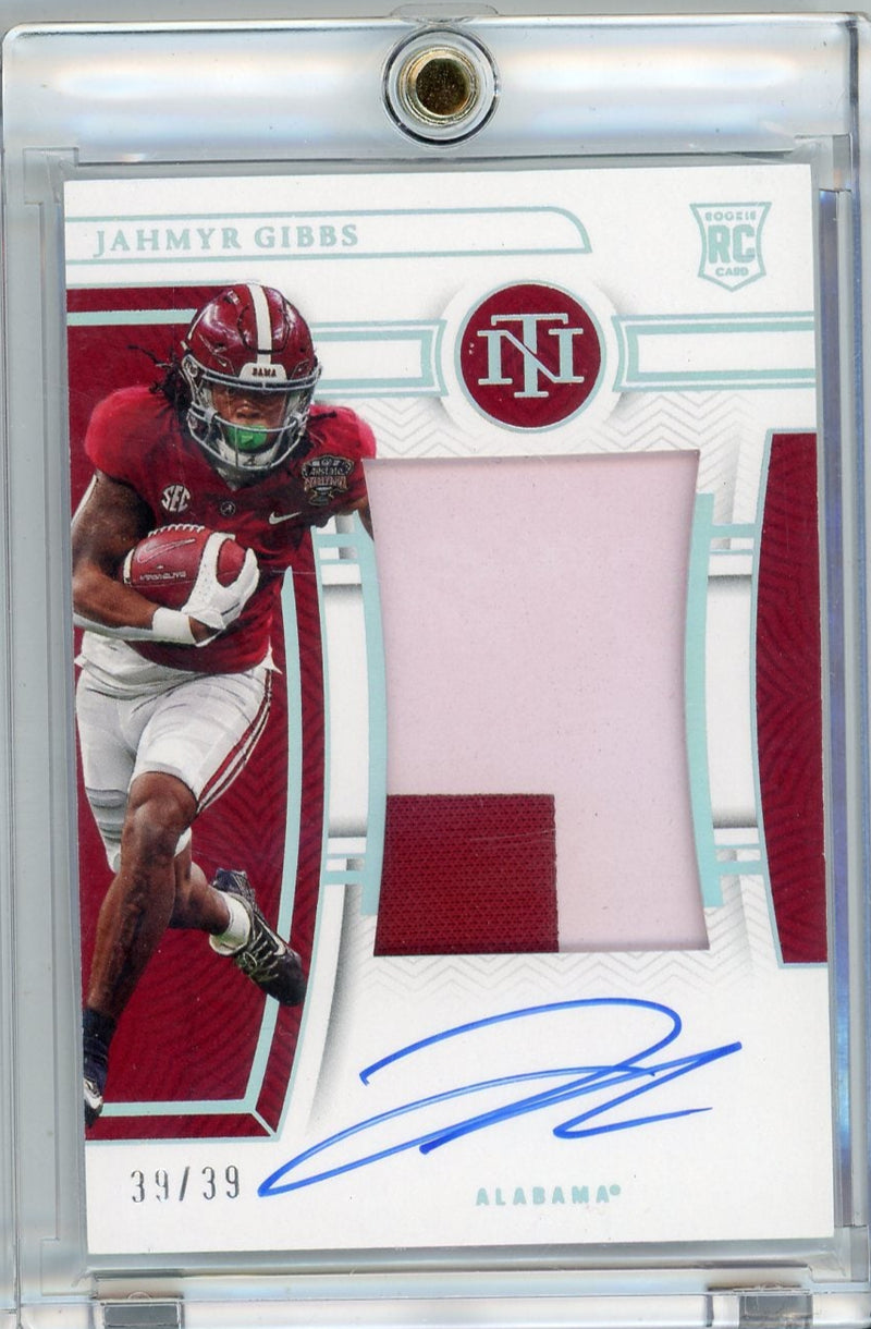 Jahmyr Gibbs 2023 Panini National Treasures Collegiate Rookie Patch Autograph 