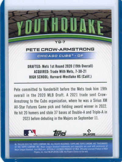 Pete Crow-Armstrong 2024 Topps Chrome Youthquake rookie card