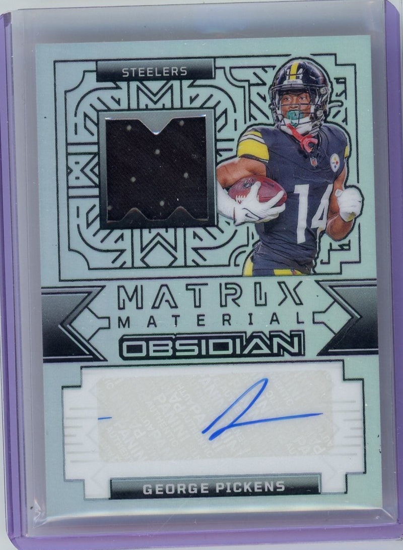 George Pickens 2024 Panini Obsidian Football Matrix Material Autograph 