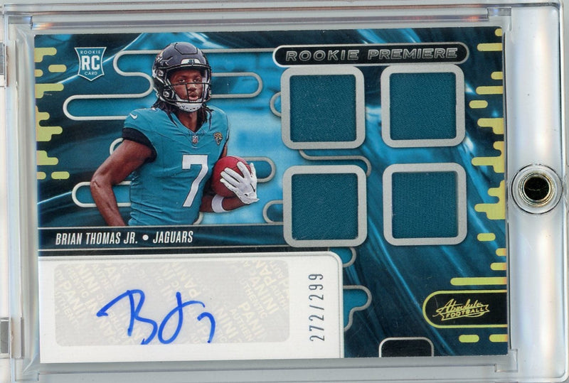 Brian Thomas Jr. 2024 Panini Absolute Rookie Premier Patch Autograph 