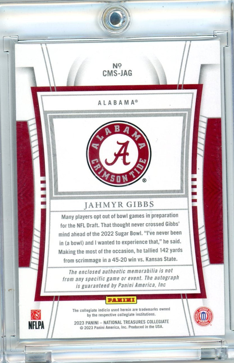 Jahmyr Gibbs 2023 Panini National Treasures Collegiate Rookie Patch Autograph 